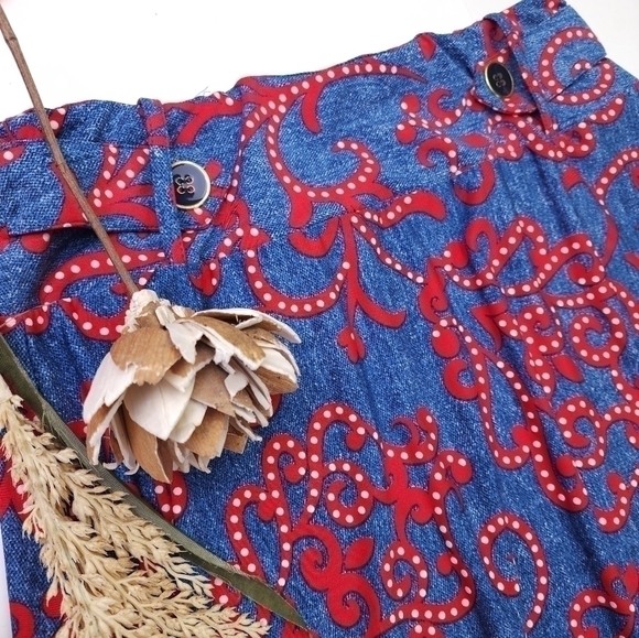 Robert Louis Blue Red Patterned Poly Blend Maxi Skirt Sz S - Picture 6 of 12